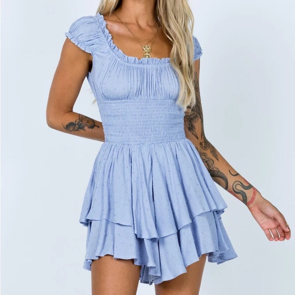 Princess Polly Love Galore Romper Blue